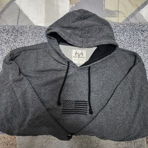 XL Buck WEAR Gray Men's Hoodie Embroidered EAGLE